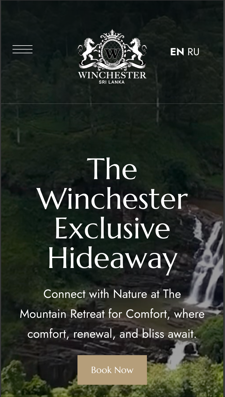 WinchesterLK homepage mobile — responsive hero layout